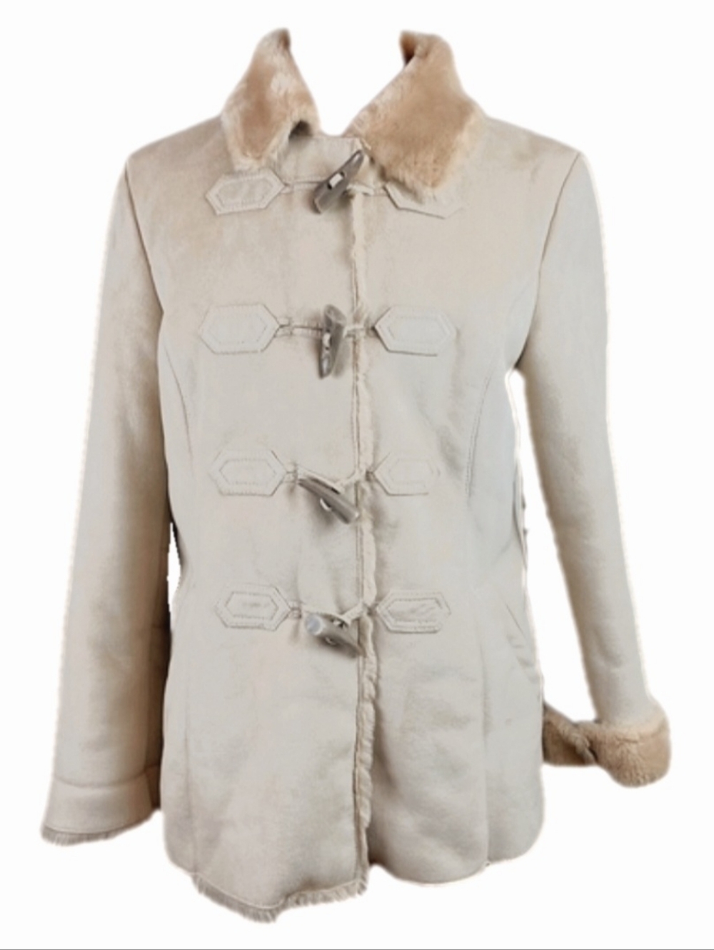 Ann Taylor Women's Cream Faux Shearling Peacoat Size XS | EUC